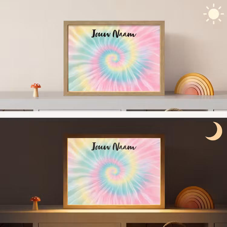 Tie Dye - Pasteltinten - Roze Light Box met batterij (Wandlamp kind) middel -sfeer3_kind
