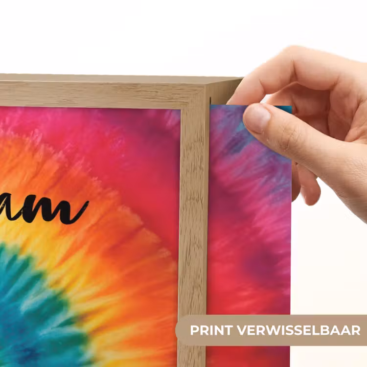 Tie Dye - Regenboogtinten - Klassiek Light Box met batterij (Wandlamp kind) middel -USP_websiteprintNL