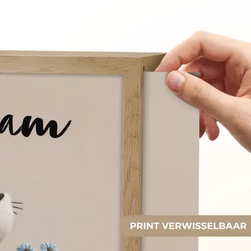 Tijger - Blauwe bloemen - Rustig Light Box met batterij (Wandlamp kind) middel -USP_websiteprintNL