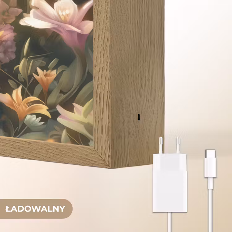 Tijger - Bloemen - Jungle - Dieren Light Box met batterij (Wandlamp kind) middel -USP_websiteoplaadbaarNL
