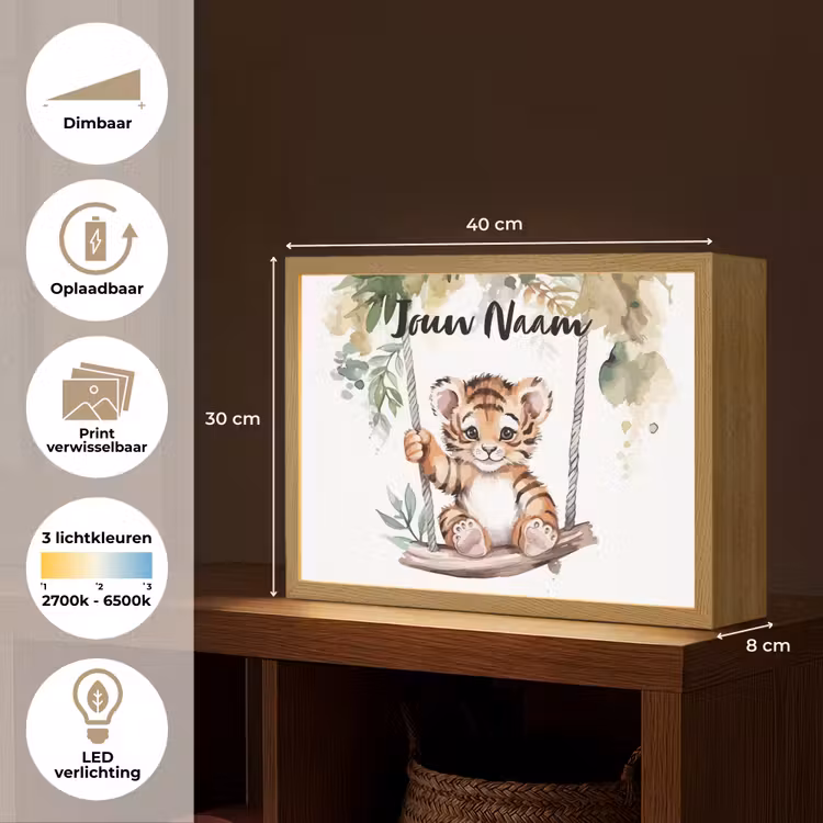 Tijger - Dier - Kinderen - Jungle Light Box met batterij (Wandlamp kind) middel -USP_websiteoverzichtNL