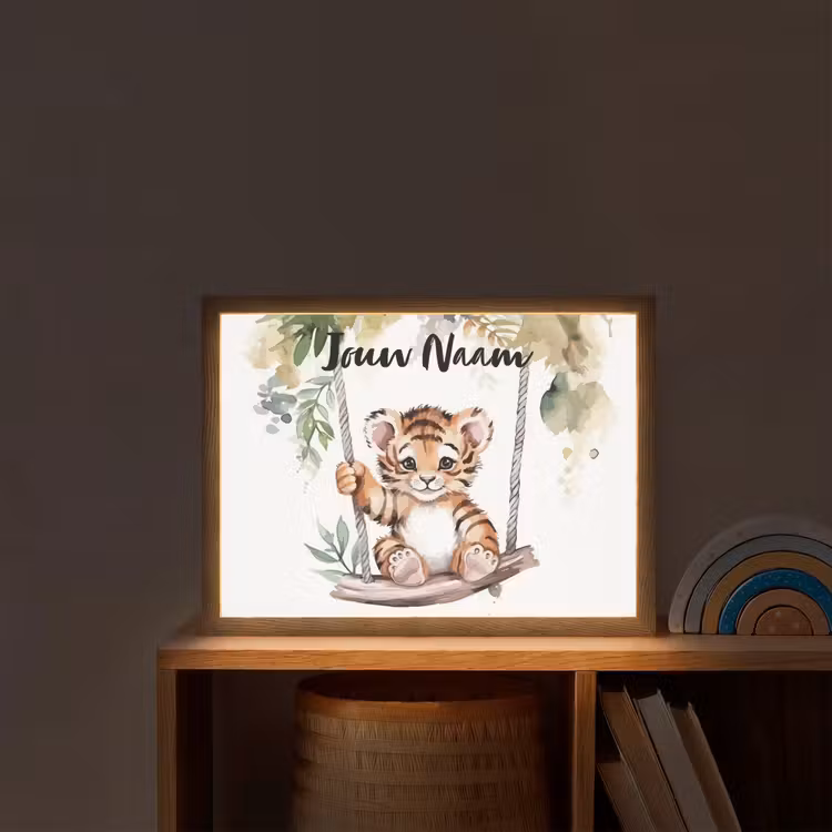 Tijger - Dier - Kinderen - Jungle Light Box met batterij (Wandlamp kind) middel -sfeer1_kind