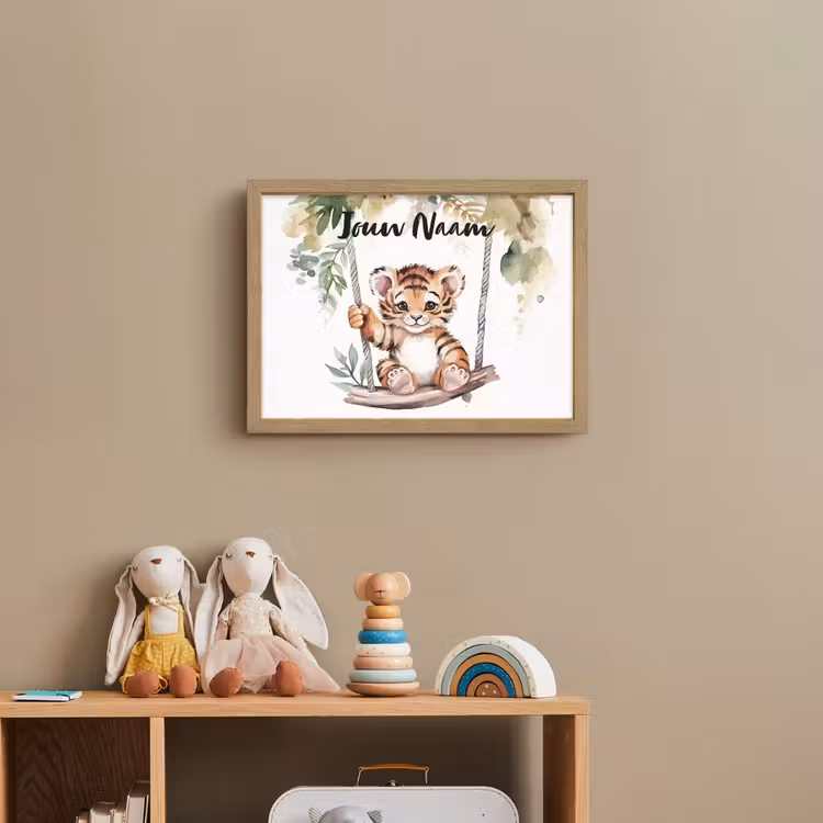 Tijger - Dier - Kinderen - Jungle Light Box met batterij (Wandlamp kind) middel -sfeer2_kind