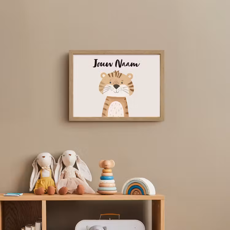 Tijger - Wilde dieren - Pastel Light Box met batterij (Wandlamp kind) middel -sfeer2_kind