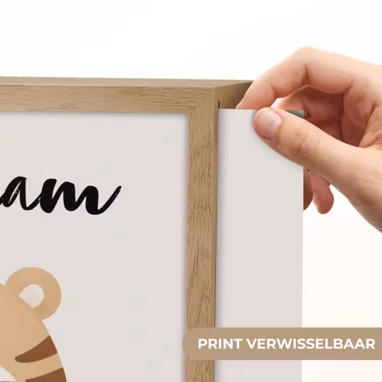 Tijger - Wilde dieren - Pastel Light Box met batterij (Wandlamp kind) middel -USP_websiteprintNL