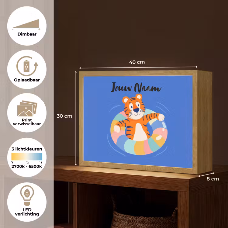 Tijger - Zwemband - Water Light Box met batterij (Wandlamp kind) middel -USP_websiteoverzichtNL