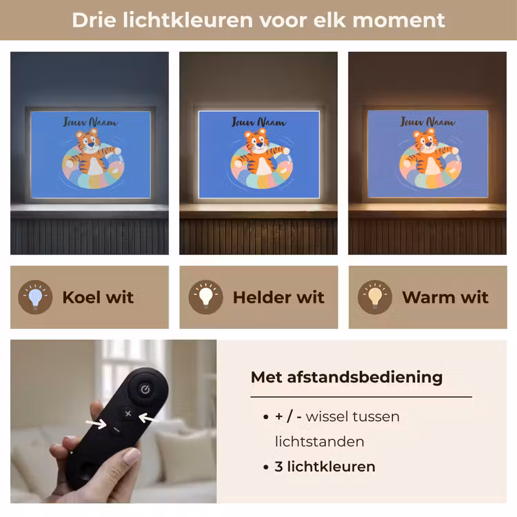 Tijger - Zwemband - Water Light Box met batterij (Wandlamp kind) middel -USP_lichtkleurNL