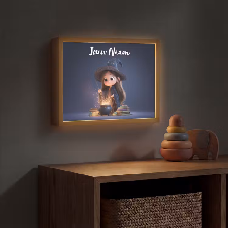 Tovenares - Magisch - Blauw - Toveren Light Box met batterij (Wandlamp kind) middel -sfeer5_kind
