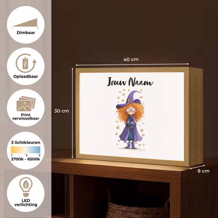 Toverheks - Sterren - Paars Light Box met batterij (Wandlamp kind) middel -USP_websiteoverzichtNL