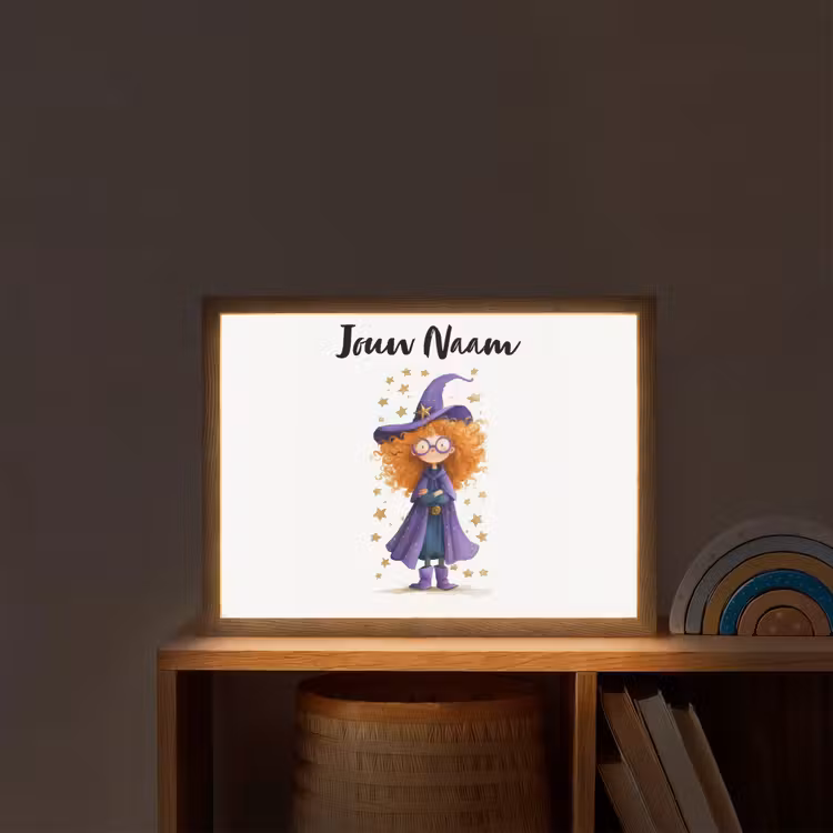 Toverheks - Sterren - Paars Light Box met batterij (Wandlamp kind) middel -sfeer1_kind