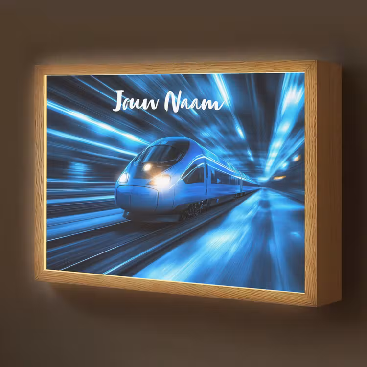 Trein - Blauw - Neon Light Box met batterij (Wandlamp kind) middel -z3d_website
