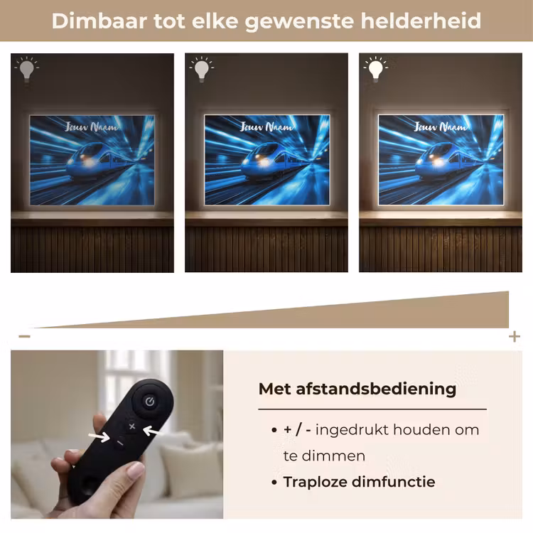 Trein - Blauw - Neon Light Box met batterij (Wandlamp kind) middel -USP_dimbaarNL