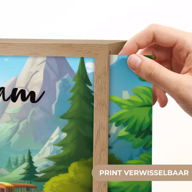 Trein - Bloemen - Kinderen - Natuur Light Box met batterij (Wandlamp kind) middel -USP_websiteprintNL