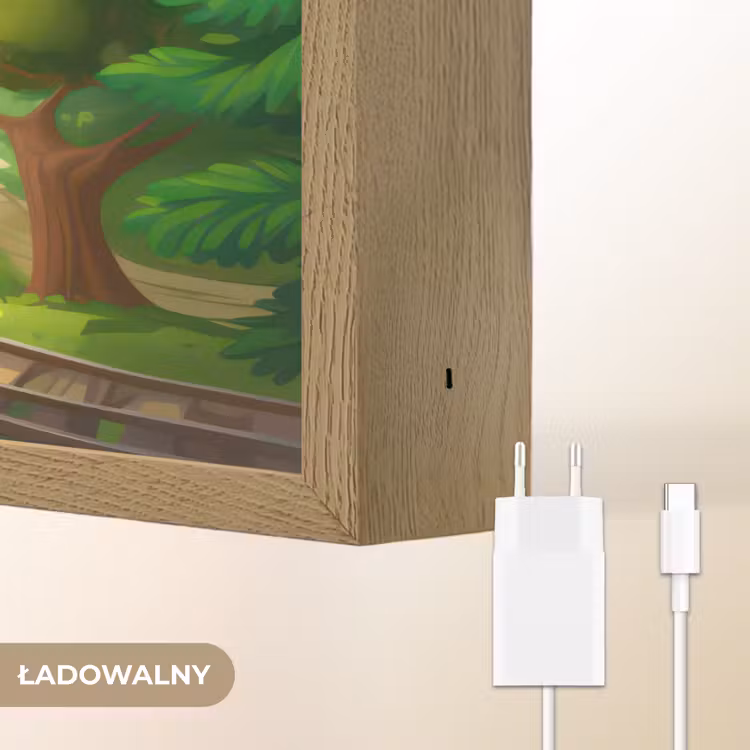 Trein - Bloemen - Kinderen - Natuur Light Box met batterij (Wandlamp kind) middel -USP_websiteoplaadbaarNL