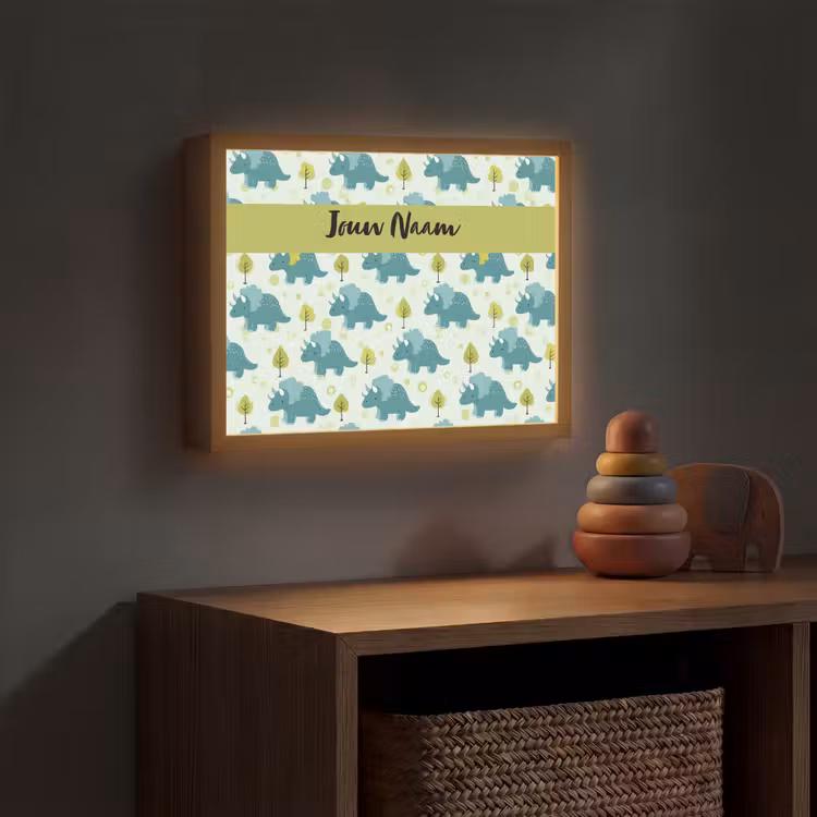Triceratop - Dino - Stippen - Boompjes Light Box met batterij (Wandlamp kind) middel -sfeer5_kind