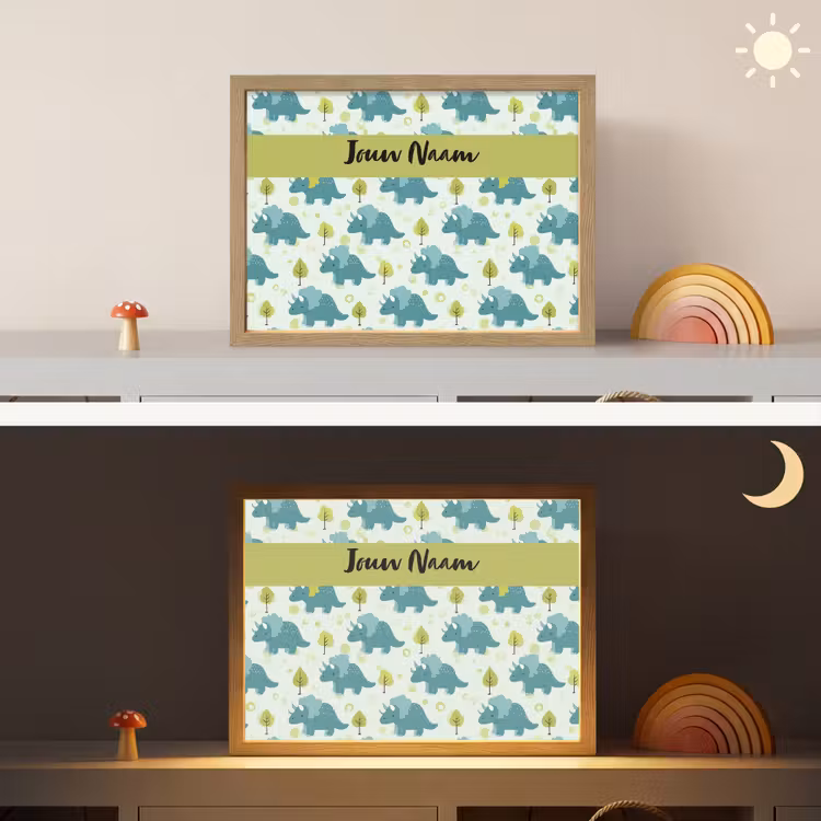 Triceratop - Dino - Stippen - Boompjes Light Box met batterij (Wandlamp kind) middel -sfeer3_kind