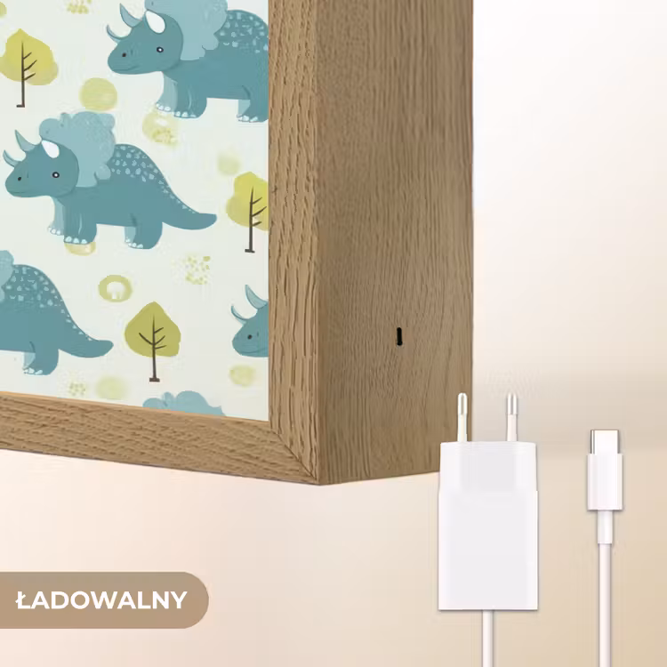 Triceratop - Dino - Stippen - Boompjes Light Box met batterij (Wandlamp kind) middel -USP_websiteoplaadbaarNL