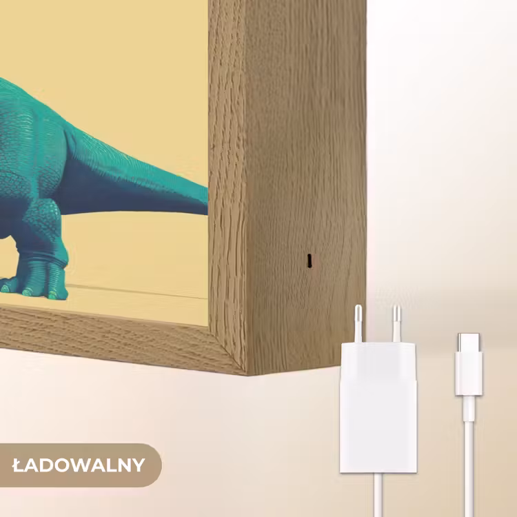 Triceratops - Hoorns - Cirkel - Oranje Light Box met batterij (Wandlamp kind) middel -USP_websiteoplaadbaarNL