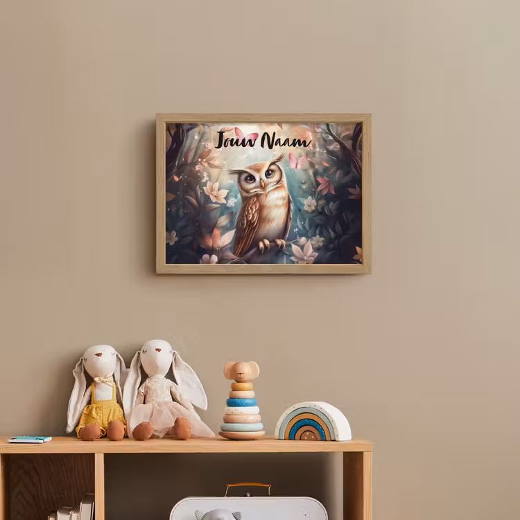 Uil - Bos - Bloemen - Vlinders Light Box met batterij (Wandlamp kind) middel -sfeer2_kind