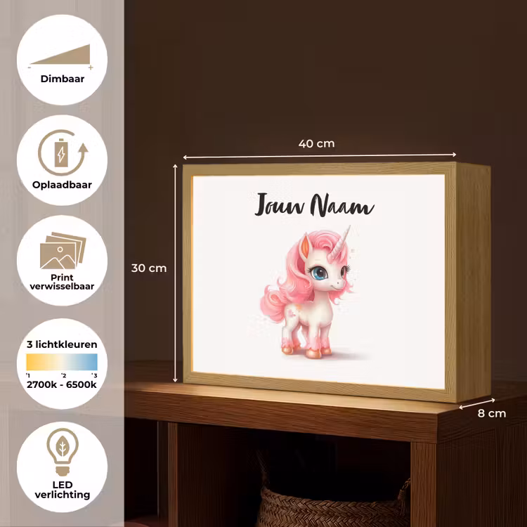 Unicorn - Meisjes - Kinderen - Eenhoorn - Roze Light Box met batterij (Wandlamp kind) middel -USP_websiteoverzichtNL