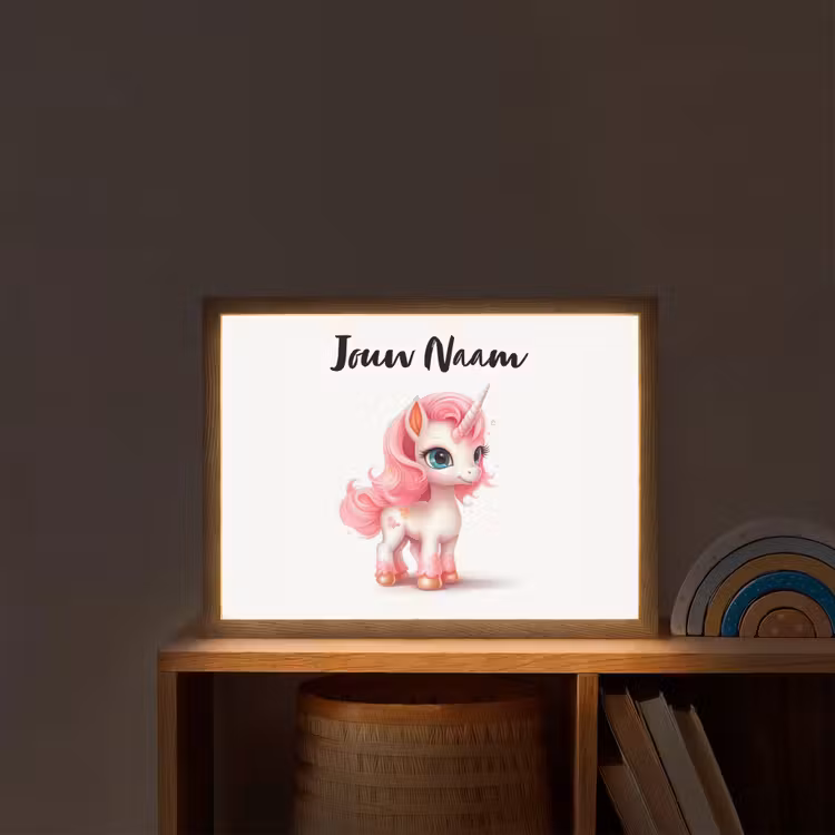Unicorn - Meisjes - Kinderen - Eenhoorn - Roze Light Box met batterij (Wandlamp kind) middel -sfeer1_kind