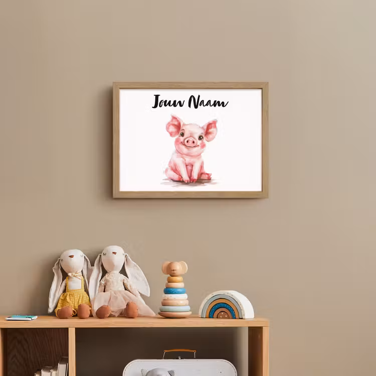 Varken - Roze - Baby dier - Boerderij dieren Light Box met batterij (Wandlamp kind) middel -sfeer2_kind