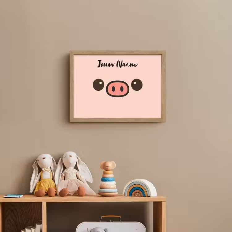 Varken - Roze - Minimalistisch Light Box met batterij (Wandlamp kind) middel -sfeer2_kind