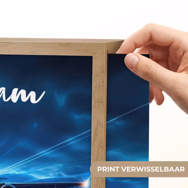 Vliegtuig - Blauw - Futuristisch Light Box met batterij (Wandlamp kind) middel -USP_websiteprintNL