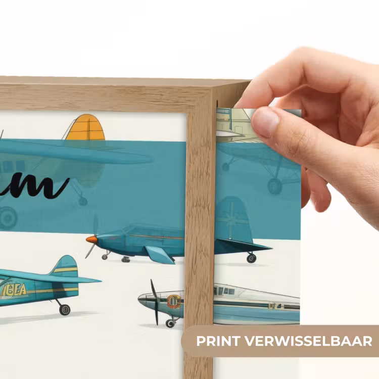 Vliegtuig - Blauw - Kinderen - Jongen - Oranje Light Box met batterij (Wandlamp kind) middel -USP_websiteprintNL