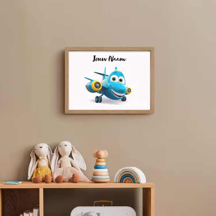 Vliegtuig - Blauw - Kinderen - Jongens Light Box met batterij (Wandlamp kind) middel -sfeer2_kind