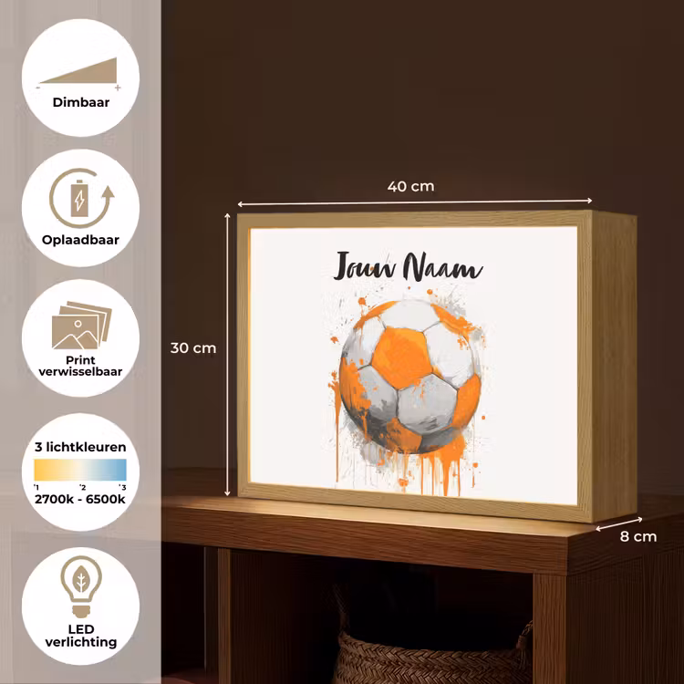 Voetbal - Abstract - Oranje - Verfspatten Light Box met batterij (Wandlamp kind) middel -USP_websiteoverzichtNL