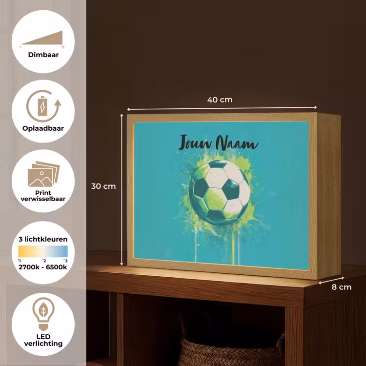 Voetbal - Abstract - Verfspatten - Groen Light Box met batterij (Wandlamp kind) middel -USP_websiteoverzichtNL