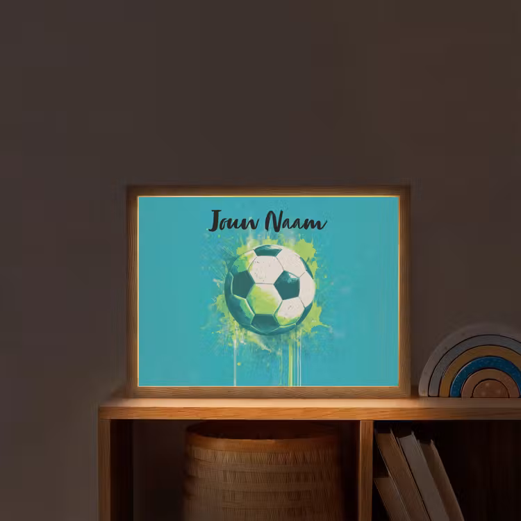 Voetbal - Abstract - Verfspatten - Groen Light Box met batterij (Wandlamp kind) middel -sfeer1_kind