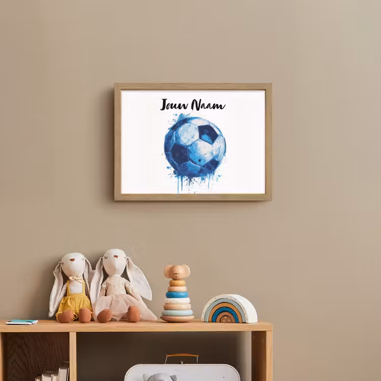 Voetbal - Blauw - Inkt - Spatten Light Box met batterij (Wandlamp kind) middel -sfeer2_kind