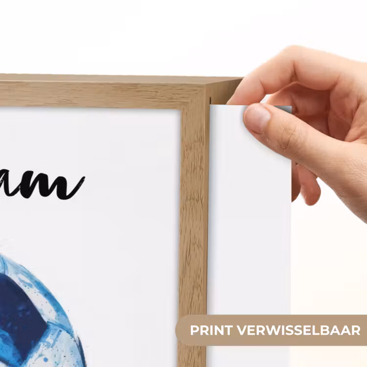 Voetbal - Blauw - Inkt - Spatten Light Box met batterij (Wandlamp kind) middel -USP_websiteprintNL