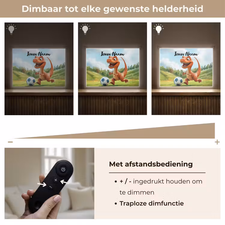 Voetbal - Dino - Sport Light Box met batterij (Wandlamp kind) middel -USP_dimbaarNL