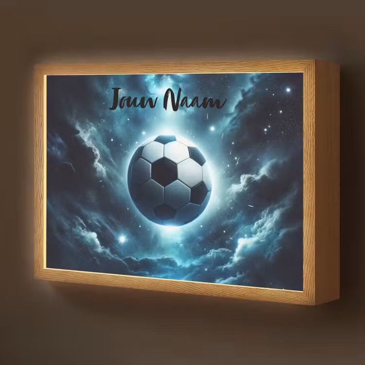 Voetbal - Galaxy - Ruimte - Sport - Blauw Light Box met batterij (Wandlamp kind) middel -z3d_website