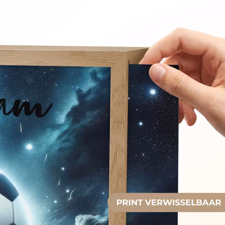Voetbal - Galaxy - Ruimte - Sport - Blauw Light Box met batterij (Wandlamp kind) middel -USP_websiteprintNL