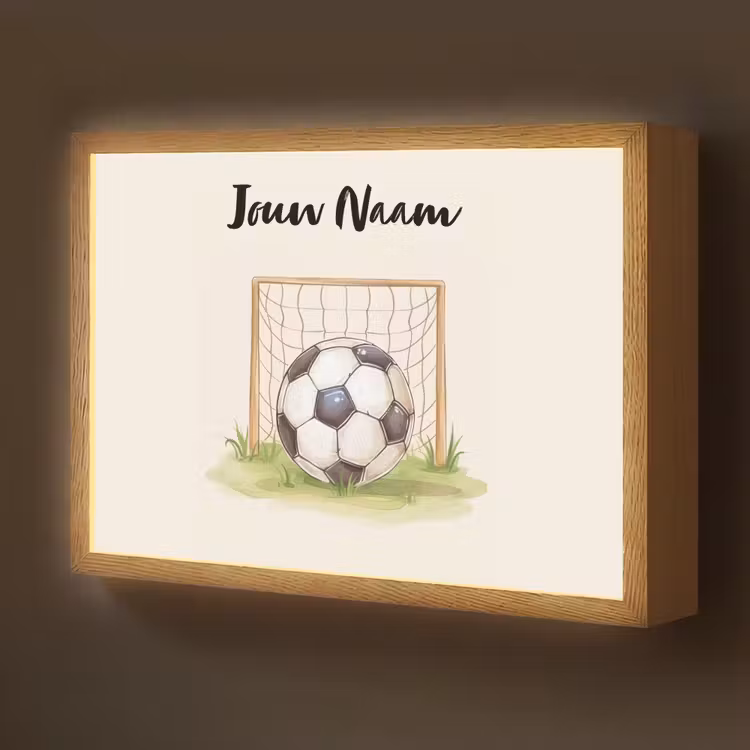 Voetbal - Goal - Gras - Beige Light Box met batterij (Wandlamp kind) middel -z3d_website