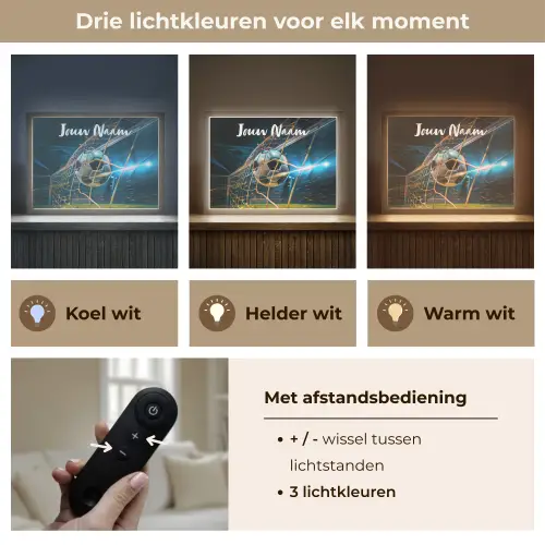 Voetbal - Goal - Sport - Jongens Light Box met batterij (Wandlamp kind) middel -USP_lichtkleurNL