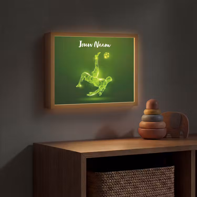 Voetbal - Groen - Omhaal Light Box met batterij (Wandlamp kind) middel -sfeer5_kind