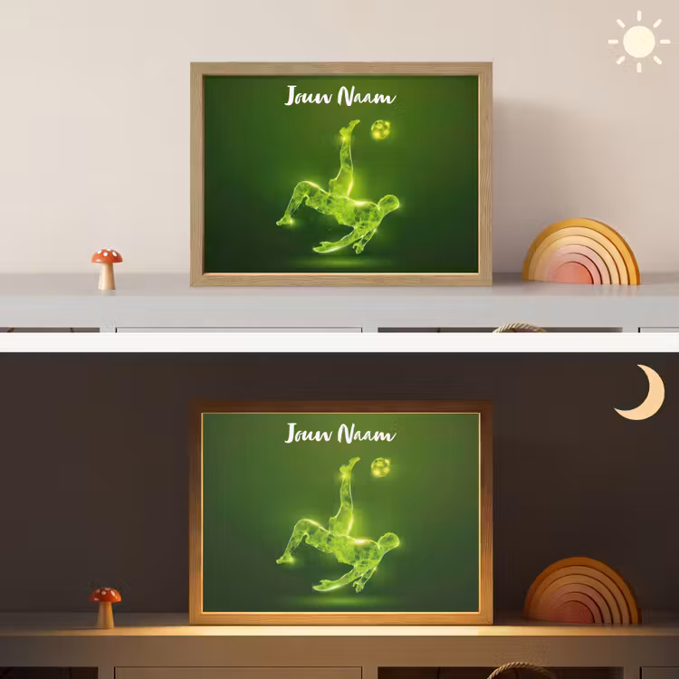 Voetbal - Groen - Omhaal Light Box met batterij (Wandlamp kind) middel -sfeer3_kind