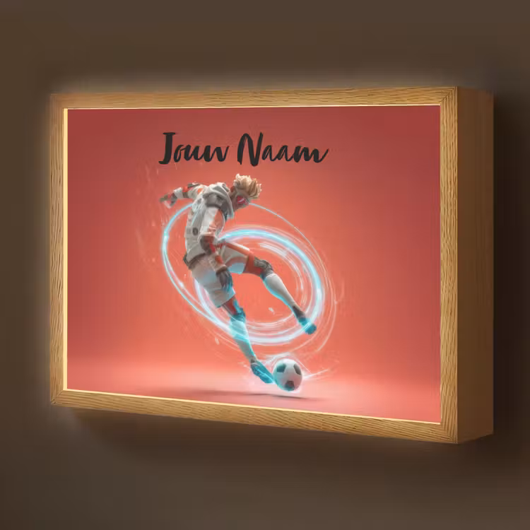 Voetbal - Jongen - Rood - Lichtcirkel Light Box met batterij (Wandlamp kind) middel -z3d_website