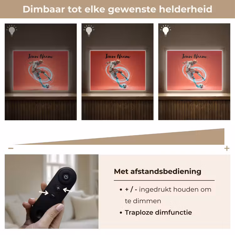 Voetbal - Jongen - Rood - Lichtcirkel Light Box met batterij (Wandlamp kind) middel -USP_dimbaarNL