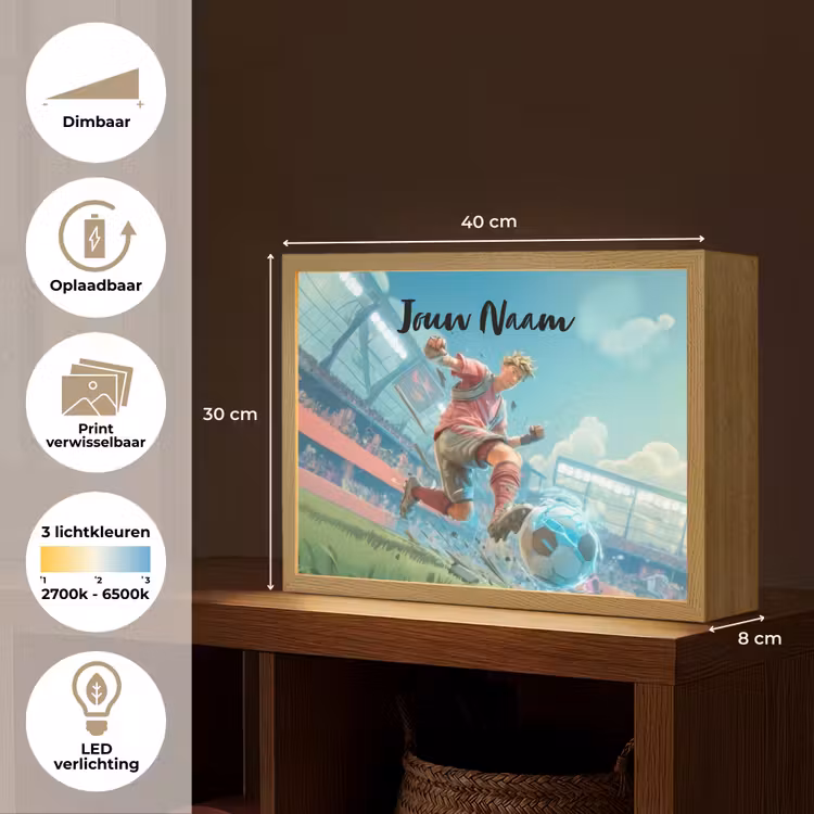 Voetbal - Jongen - Stadion - Elektrisch Light Box met batterij (Wandlamp kind) middel -USP_websiteoverzichtNL