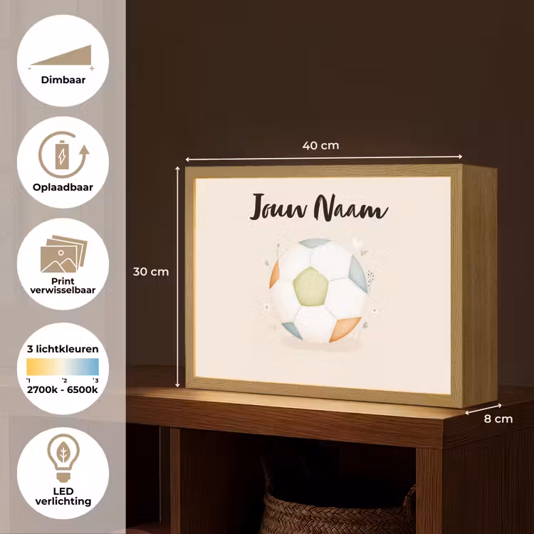 Voetbal - Rond - Pastel Light Box met batterij (Wandlamp kind) middel -USP_websiteoverzichtNL
