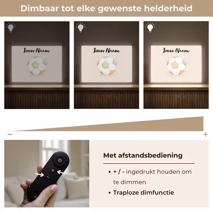 Voetbal - Rond - Pastel - Stippen Light Box met batterij (Wandlamp kind) middel -USP_dimbaarNL