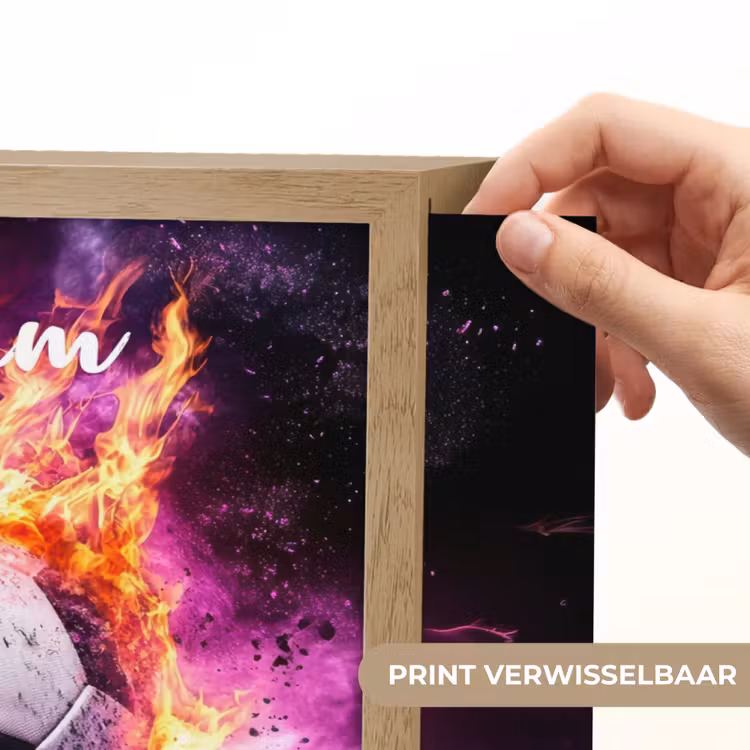 Voetbal - Roze - Vuur Light Box met batterij (Wandlamp kind) middel -USP_websiteprintNL