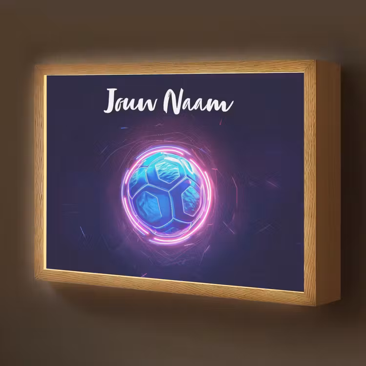 Voetbal - Sport - Blauw - Paars Light Box met batterij (Wandlamp kind) middel -z3d_website