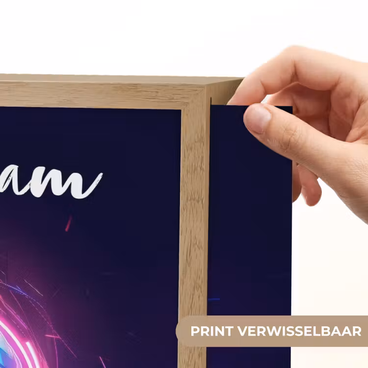 Voetbal - Sport - Blauw - Paars Light Box met batterij (Wandlamp kind) middel -USP_websiteprintNL
